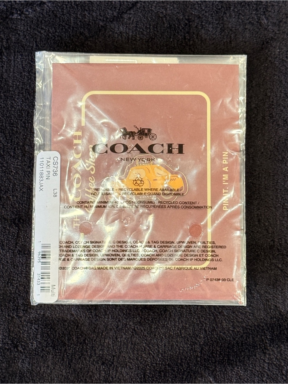 Coach Coffee Shop Taxi Cab Enamel Pin